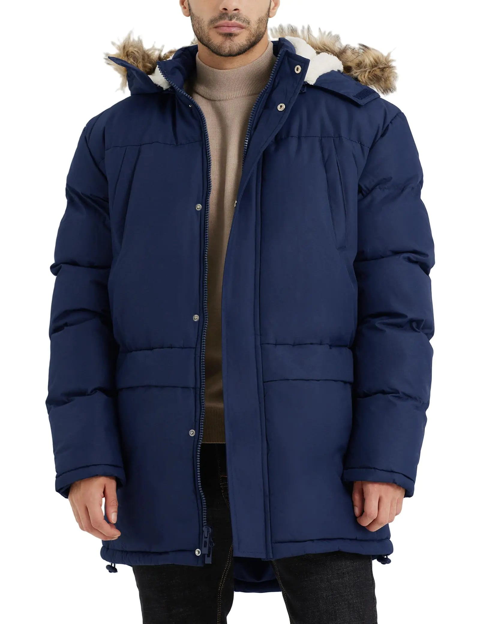 VOPOKER Men’s Long Winter Hooded Parka – Ultra-Warm, Windproof & Water-Resistant