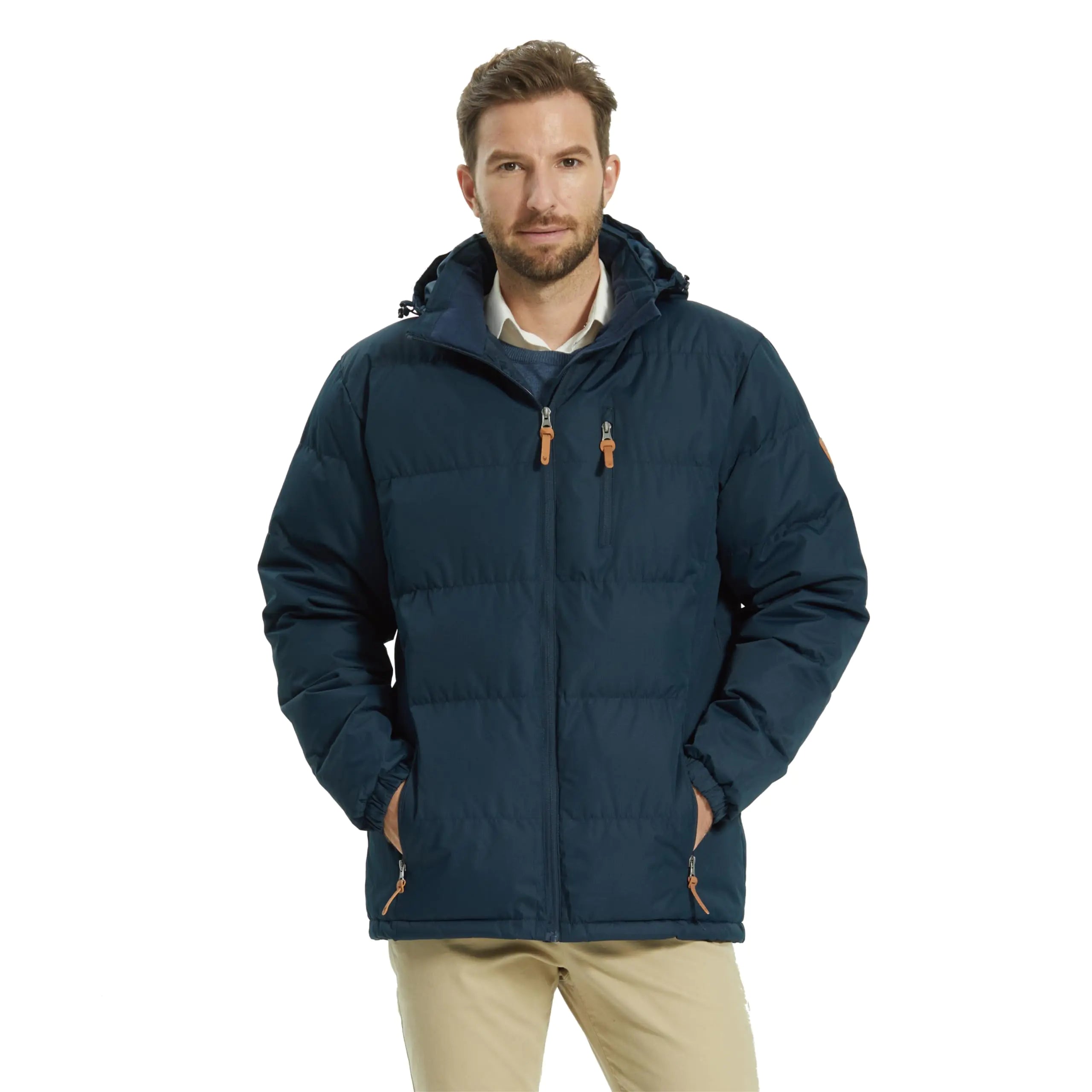 Men’s Waterproof Puffer Jacket – Windproof Hooded Winter Coat