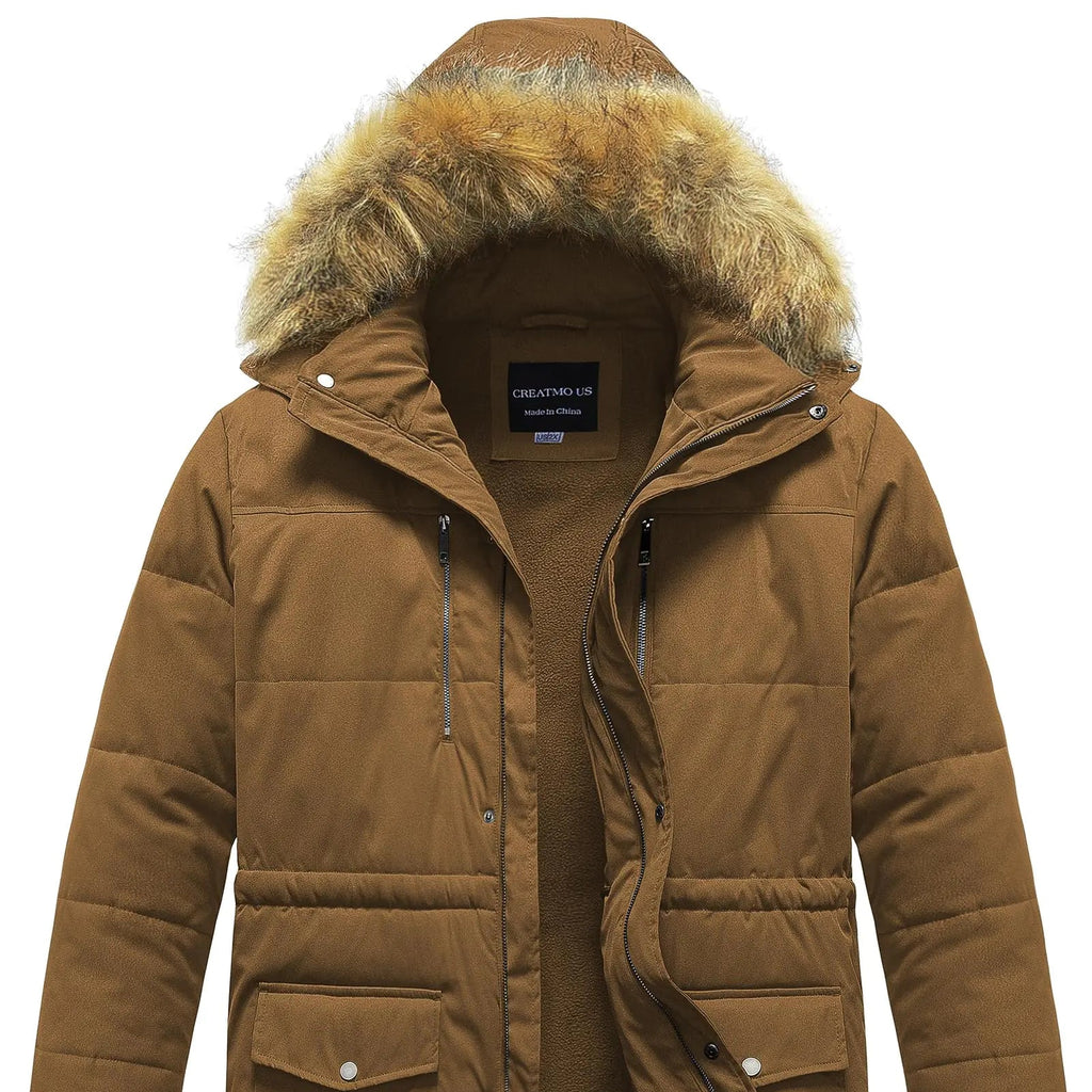 CREATMO US Men’s Big & Tall Winter Jacket – Warm, Windproof & Snowproof Hooded Parka
