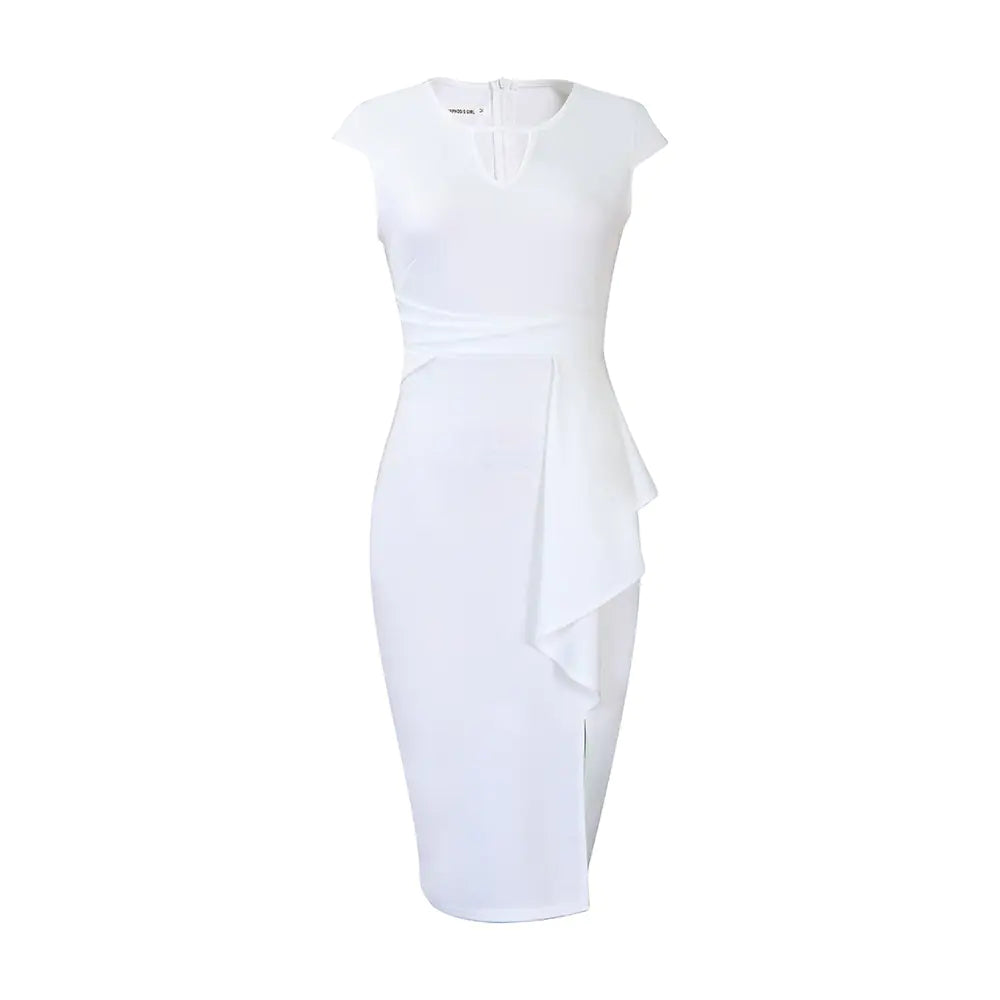 Women’s Solid Color Pleated Dress – Lightweight Spring/Summer Casual Fashion Dress