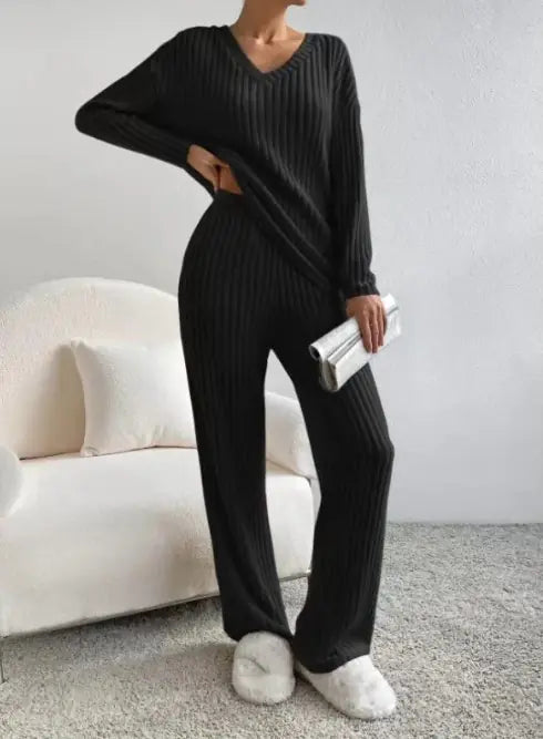 Women’s Knitted Two-Piece Set Outfit – Cozy Autumn/Winter Lounge & Casual Wear