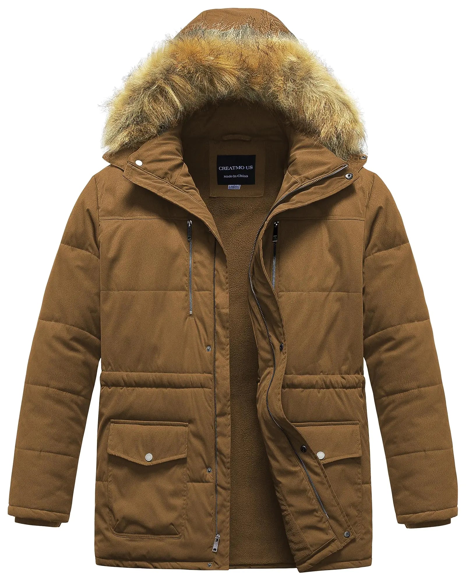 CREATMO US Men’s Big & Tall Winter Jacket – Warm, Windproof & Snowproof Hooded Parka