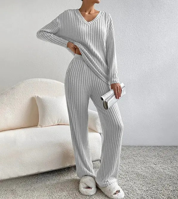 Women’s Knitted Two-Piece Set Outfit – Cozy Autumn/Winter Lounge & Casual Wear