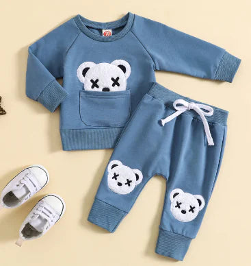 Tony Bear Embroidered Sweatshirt Set – Cozy, Stylish & Playful
