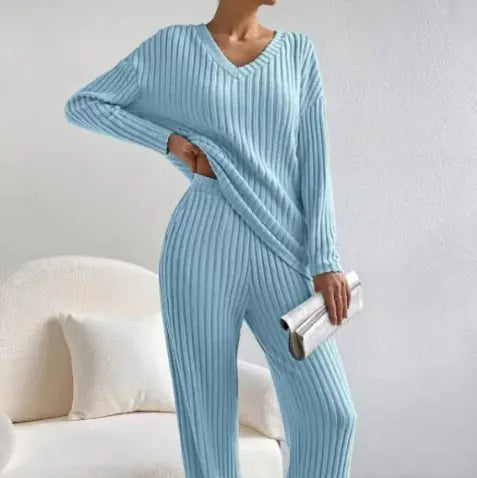 Women’s Knitted Two-Piece Set Outfit – Cozy Autumn/Winter Lounge & Casual Wear